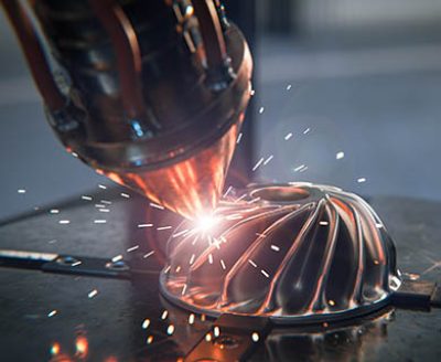 A modern 3D printer is printing a metal turbine. The future of machine part manufacturing.