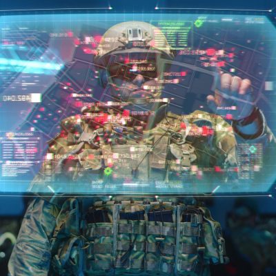 Soldier Checking Interactive Holographic Map