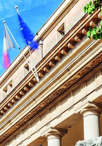 Panoramic View Of The Famous Court Of Appeal With Statue In Aix