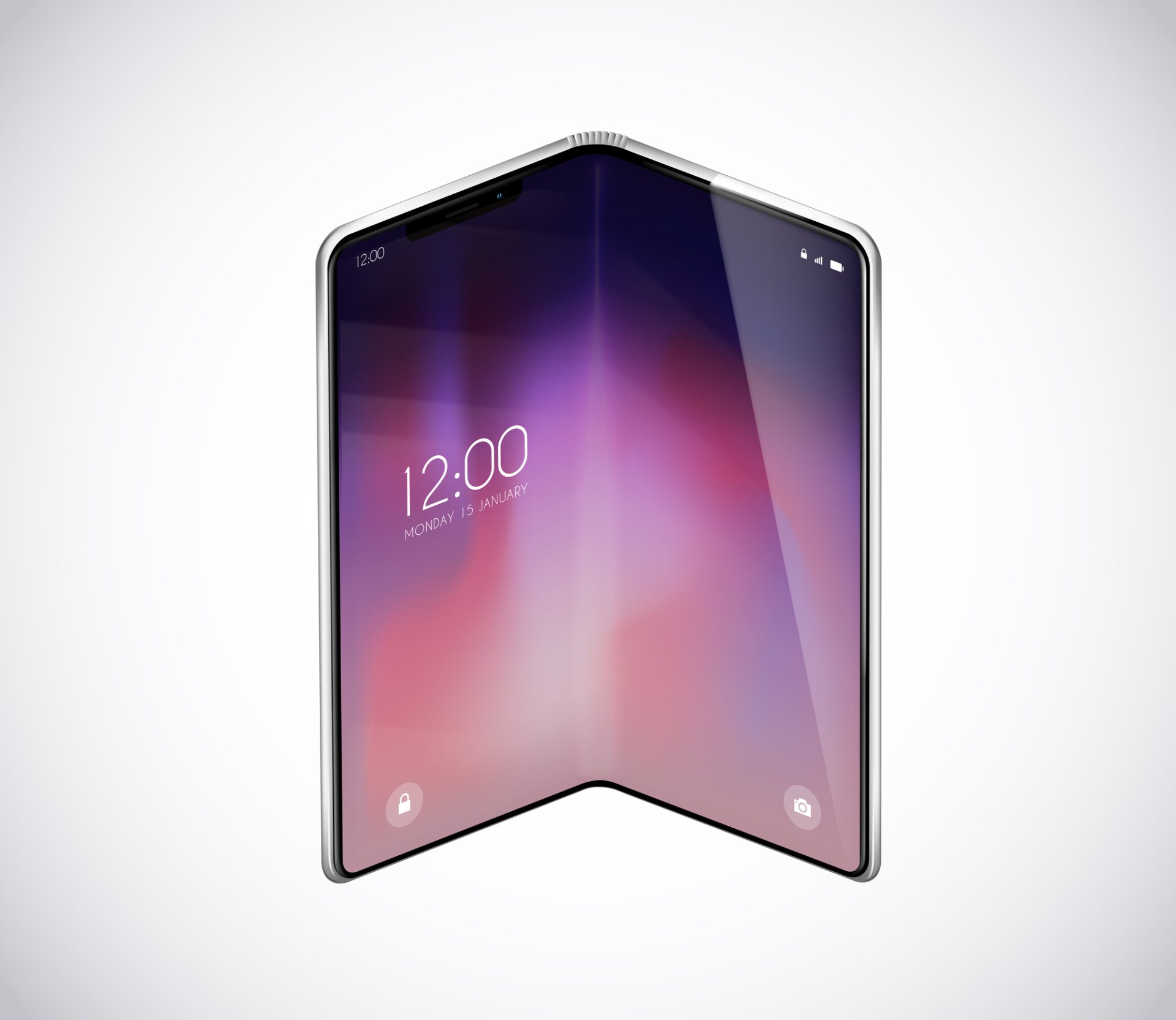 New foldable smartphone concept, prototype with advertisment background.