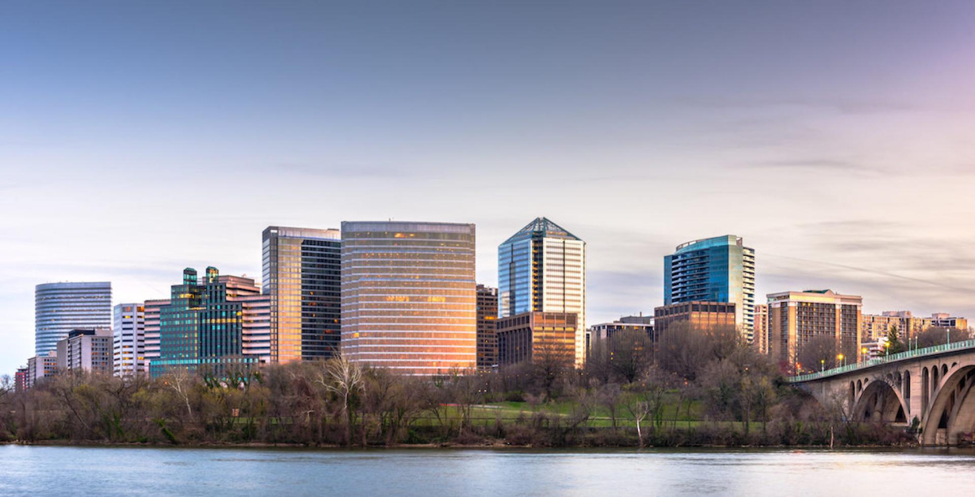 Rosslyn, Arlington, Virginia, Usa Skyline On The Potomac River.